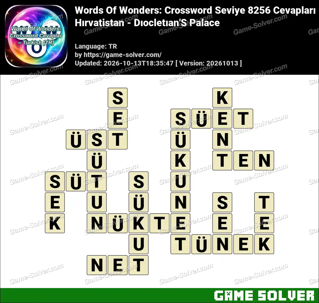 Words Of Wonders: Crossword Seviye 8256 Cevapları – Hırvatistan – Dıocletıan’S Palace